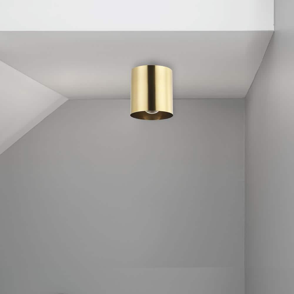 Aged Brass and Glass Globe Modern Ceiling Light