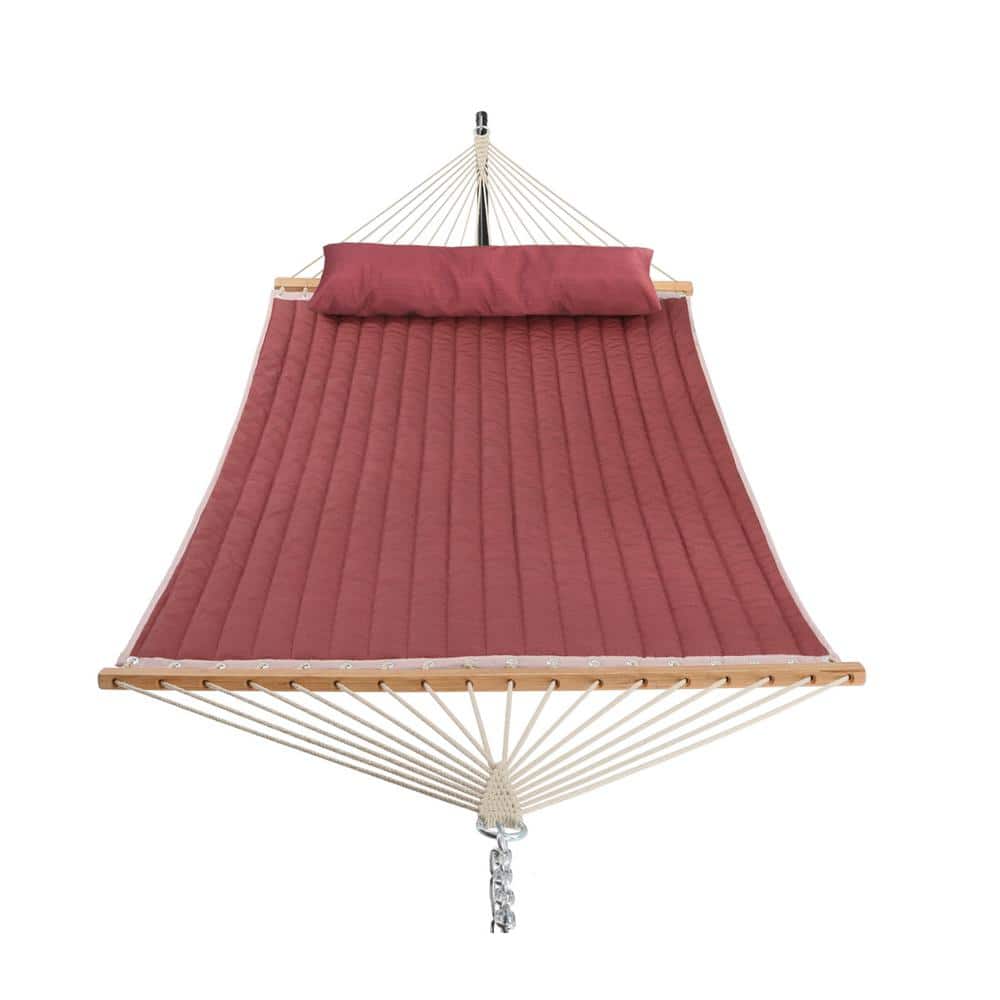 UPHA 11 ft. Padded Hammock Bed Hammock with Spreader Bar Hammock in Red