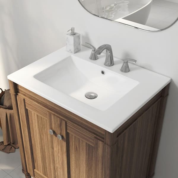 Eridanus Tucson 24 in. W x 18 in. D Vitreous China Vanity Top in White with 3 Faucet Holes (8 in. Centerset)
