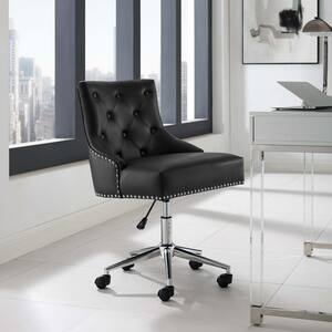 Regent Black Tufted Button Swivel Faux Leather Office Chair