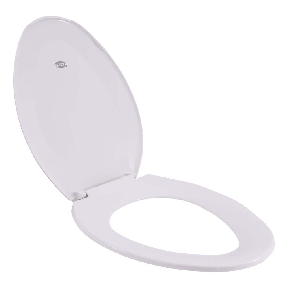 EZ-FLO Elongated Plastic Closed Front Toilet Seat with Lid in White