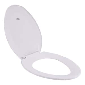 Elongated Plastic Closed Front Toilet Seat with Lid in White