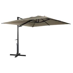 10x10 ft. 360°Rotation Square Outdoor Cantilever Patio Umbrella in Taupe