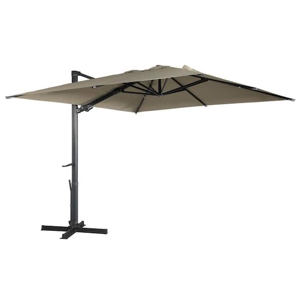 Boyel Living 10x10 ft. 360°Rotation Square Outdoor Cantilever Patio Umbrella in Taupe