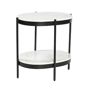 23 in. Gorman Black and White Marble Oval Marble Top End Table