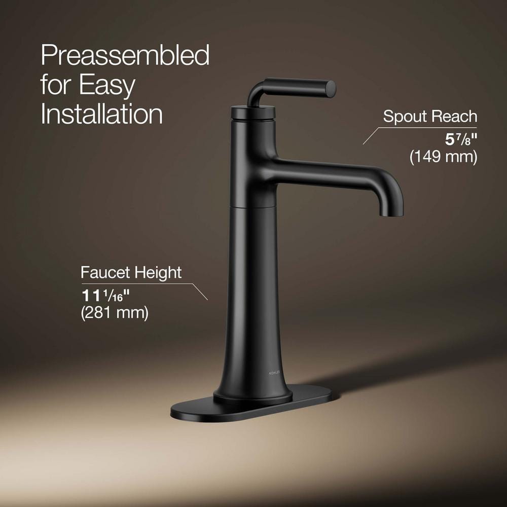Matte Black Tall Single-Handle Bathroom Sink Faucet