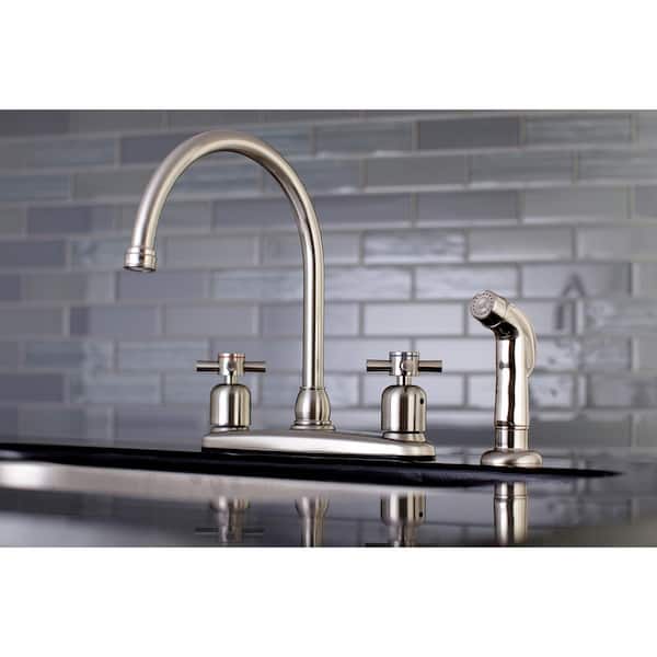 Concord 2-Handle Standard Kitchen Faucet with Side Sprayer in Brushed Nickel