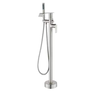 Ami Single-Handle Freestanding Tub Faucet with Hand Shower in Brushed Nickel