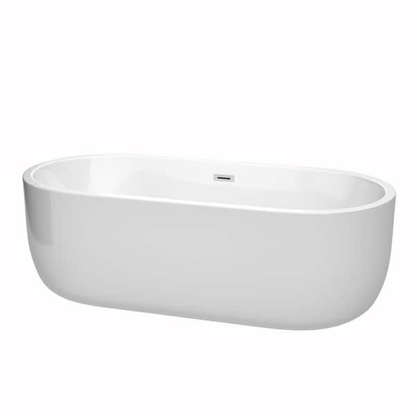 Wyndham Collection Juliette 5.9 ft. Acrylic Flatbottom Non-Whirlpool Bathtub in White with Polished Chrome Trim