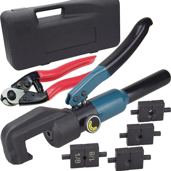 6 in. W x 3.98 in. H Hydraulic Crimper for Stainless Steel Cable Railing Kit with Cable Cutter