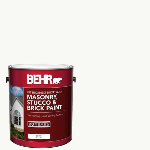 BEHR 1 gal. White Satin Enamel Masonry, Stucco and Brick Interior/Exterior Paint