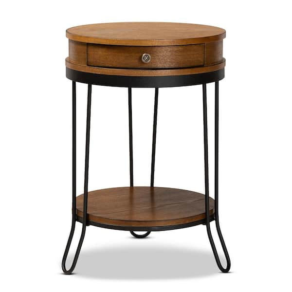 Baxton Studio Roald Walnut and Black End Table