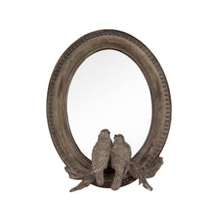 7.5 in. x 1.5 in. Oval Wooden Frame Bronze Wall Mirror