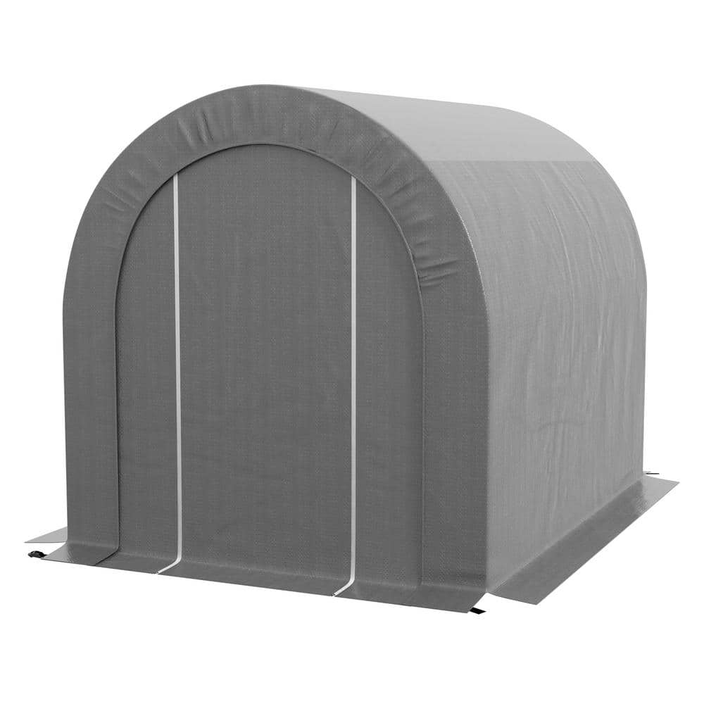 Gray 6' x 8' Portable Outdoor Storage Shed with PE Tarp