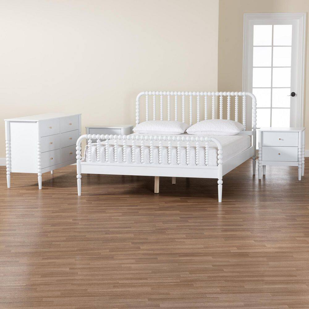 Lucera 4-Piece White Wood Full Bedroom Set