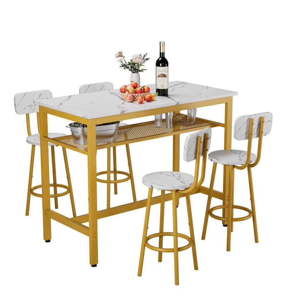 JEAREY Modern Counter Height 36.2 in. H Classic White Rectangular Bar ...