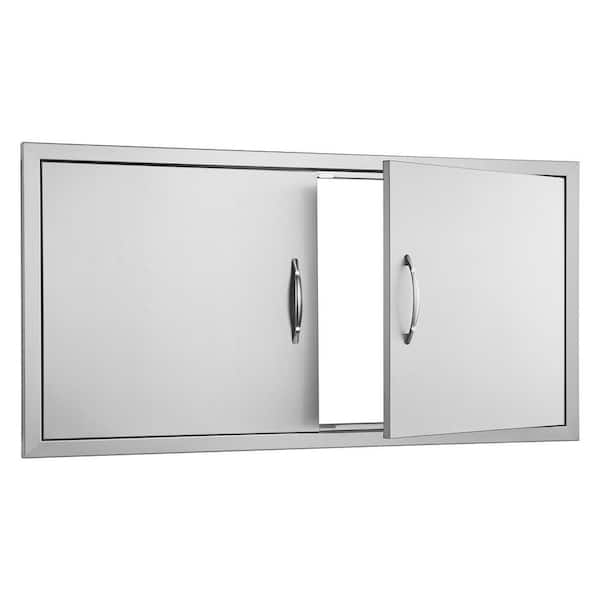 SKYSHALO BBQ Access Door, 21.02 in. 2-Door, in Stainless Steel, Stainless Steel Flush Mount Door, Access Door