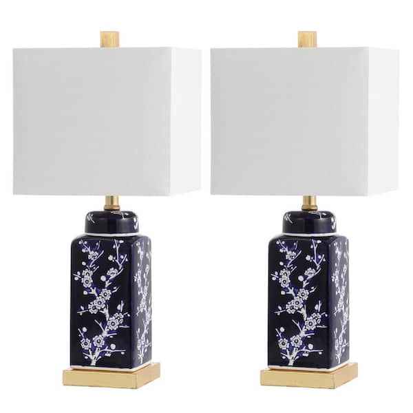 SAFAVIEH Pilar 22 in. Navy/White Table Lamp