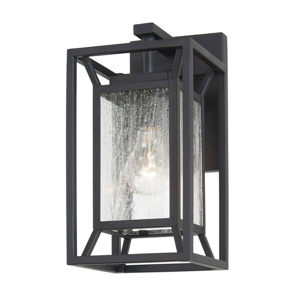 Harbor View 1-Light Sand Black Outdoor Wall Lantern Sconce with Clear Seeded Glass price history on PriceWatchPro