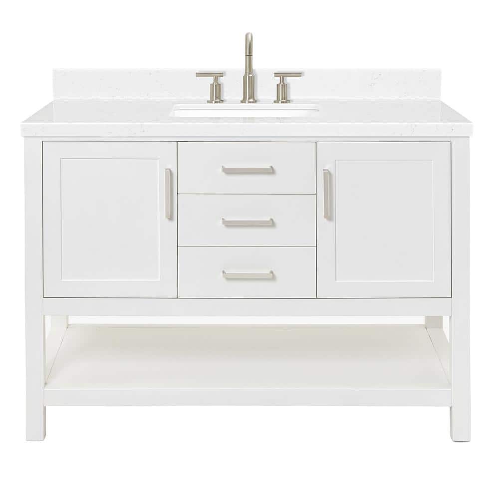 Bayhill White Freestanding Single Vanity with Marble Top