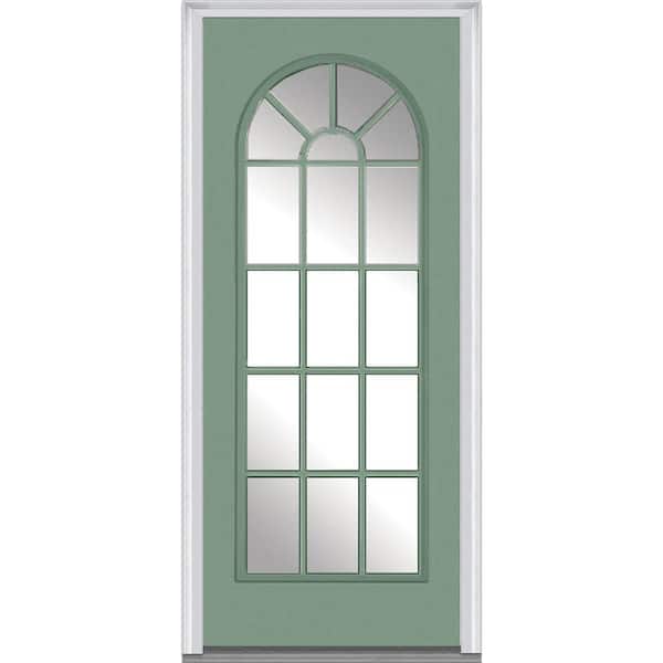MMI Door 32 in. x 80 in. Right-Hand Inswing Full Lite Round Top Clear Classic Painted Fiberglass Smooth Prehung Front Door