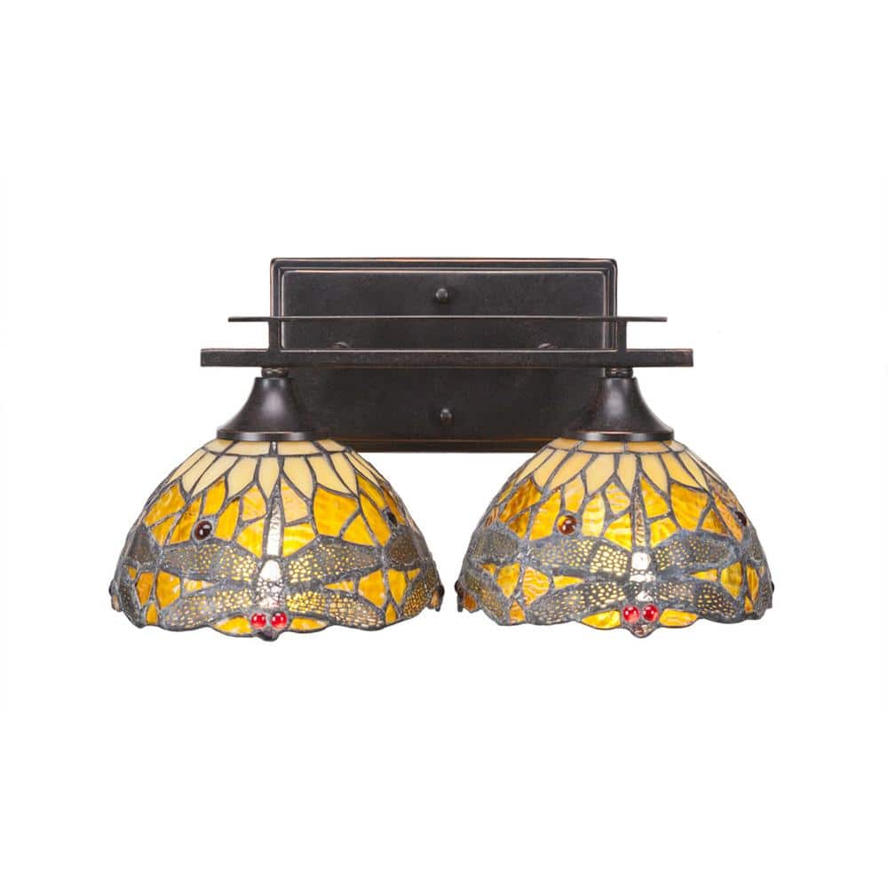 Ontario 14.25 in. 2-Light Dark Granite Vanity Light