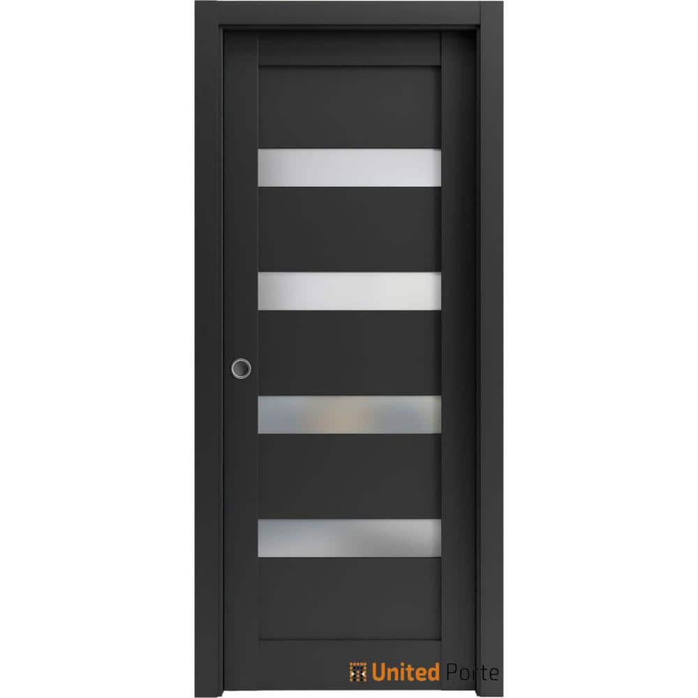 32 in. x 84 in. 1 Panel Black Matte Finished MDF Sliding Door with Hardware price history on PriceWatchPro