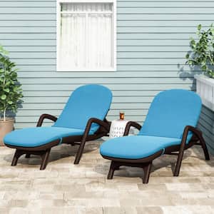 Primrose 28 in. x 36.0 in. Outdoor Chaise Lounge Cushion in Blue (Set of 2)