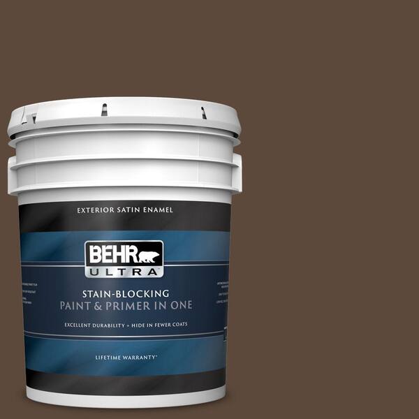 BEHR ULTRA 5 gal. #UL130-2 Roasted Nuts Satin Enamel Exterior Paint and Primer in One
