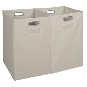 Niche Cheer Foldable Fabric Laundry Bin- Natural (Set of 2)