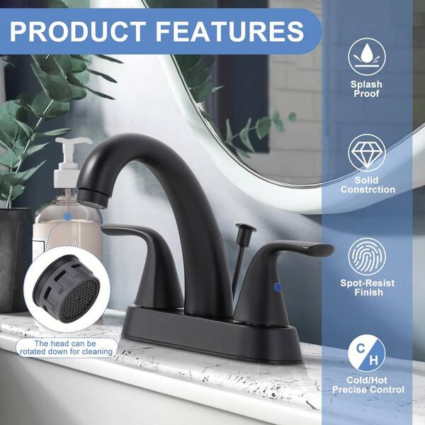 シンバ 　　CELLTER BLACK Mサイズ 4個セット+TKS VEVETTA 4 in. Centerset Double Handle Mid Arc Bathroom Faucet with