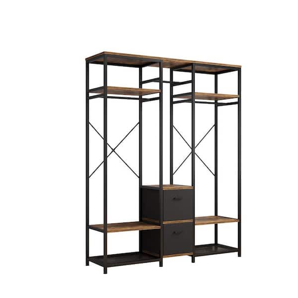 Karl home Brown Particle Board Clothes Rack 59.06 in. W x 78.75 in. H
