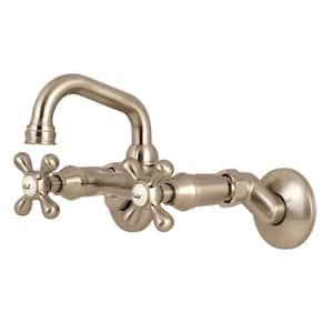 Kingston 2-Handle Wall Mount Bathroom Faucet in Brushed Nickel