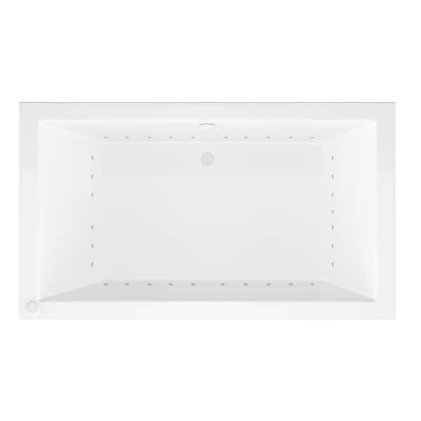Sapphire Series 72 in. x 42 in. Rectangular Air Bathtub with Center Drain and Aromatherapy in Glossy Smooth White