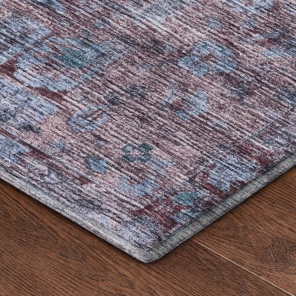 Mayfield Premium Machine Washable Abstract AMF2429 Plum 5 ft. x 7 ft. 6 in. Area Rug