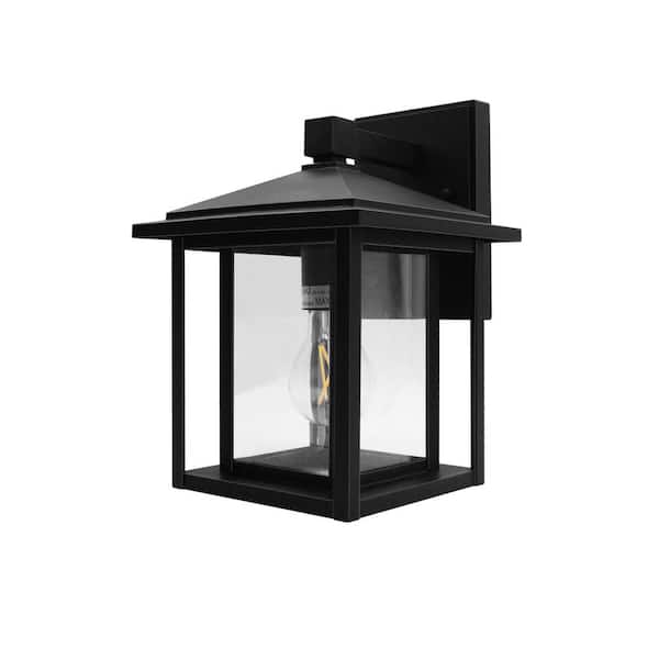 11 in. Black Outdoor Hardwired Wall Lantern Scone with No Bulbs Included