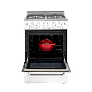 Prestige 24 in. 2.3 cu. ft. Gas Range with Convection Oven and Sealed Burners in White
