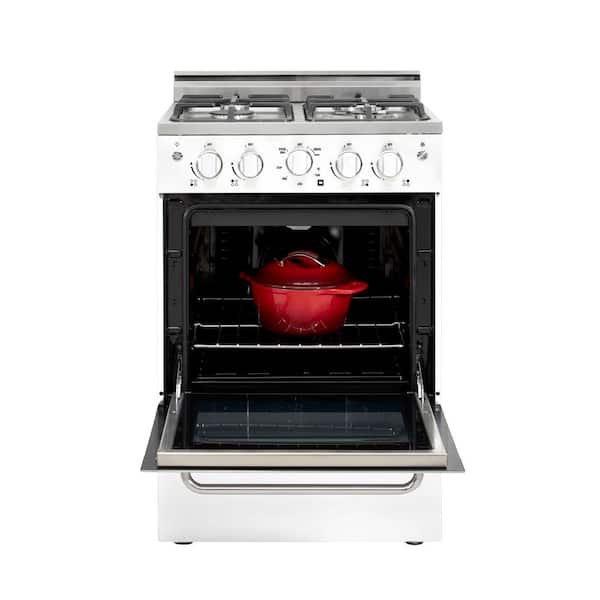Prestige 24 in. 2.3 cu. ft. Gas Range with Convection Oven and Sealed Burners in White