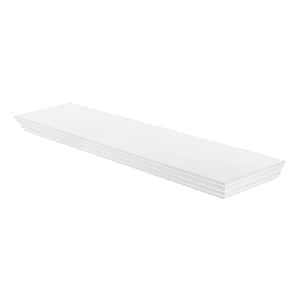 PROFILE 35.4 in. x 7.9 in. x 1.8 in. White MDF Floating Decorative Wall Shelf with Brackets