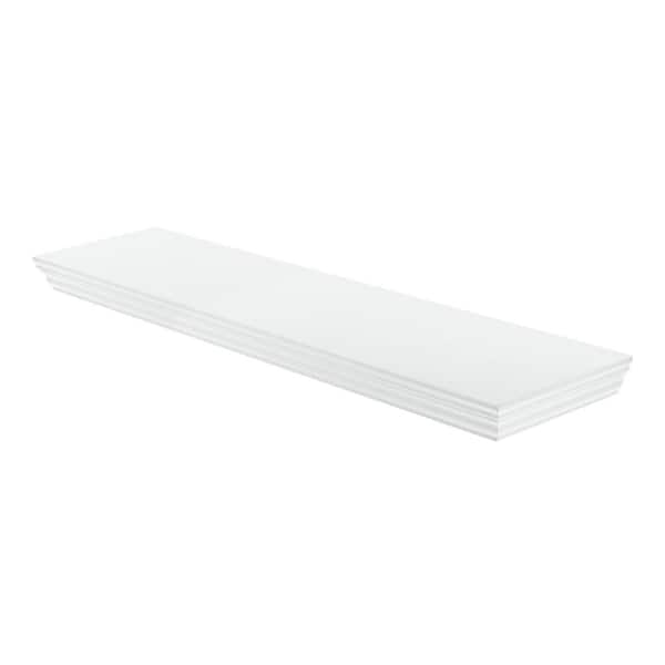 Dolle PROFILE 35.4 in. x 7.9 in. x 1.8 in. White MDF Floating Decorative Wall Shelf with Brackets
