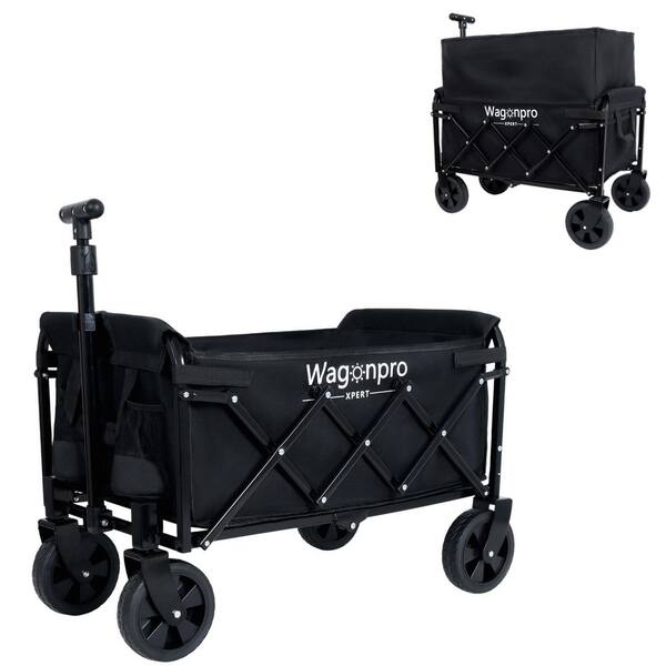 11.8 cu. ft. Black Oxford Fabric Garden Cart, Utility Wagon Cart with All-Terrain Wheels for Camping Shopping Fishing