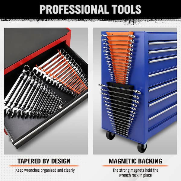 Black and Orange Plastic Magnetic Wrench Organizer Rack Accessory