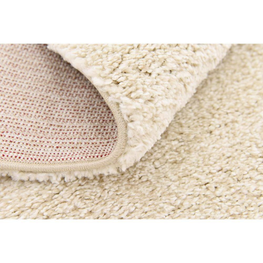 Ivory Shag Synthetic 8'x10' Rectangular Easy-Care Rug
