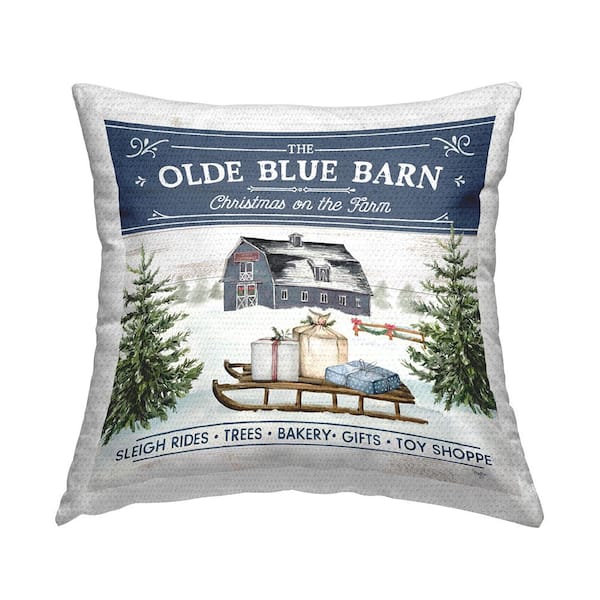 Stupell Industries Christmas on Farm Shoppe Multi-Color Square Outdoor Throw Pillow