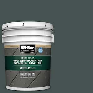 5 gal. #MQ6-44 Black Evergreen Solid Color Waterproofing Exterior Wood Stain and Sealer