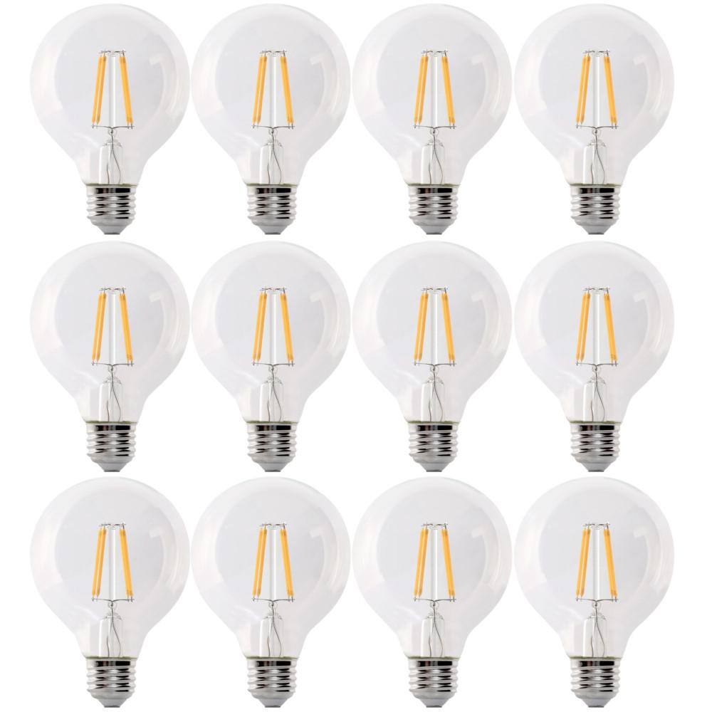 Feit Electric 100-Watt Equivalent G25 Dimmable Filament CEC 90 CRI White  Glass Vanity Globe E26 LED Light Bulb Daylight 5000K (3-Pack)  G25100W950CAFIL/3 - The Home Depot