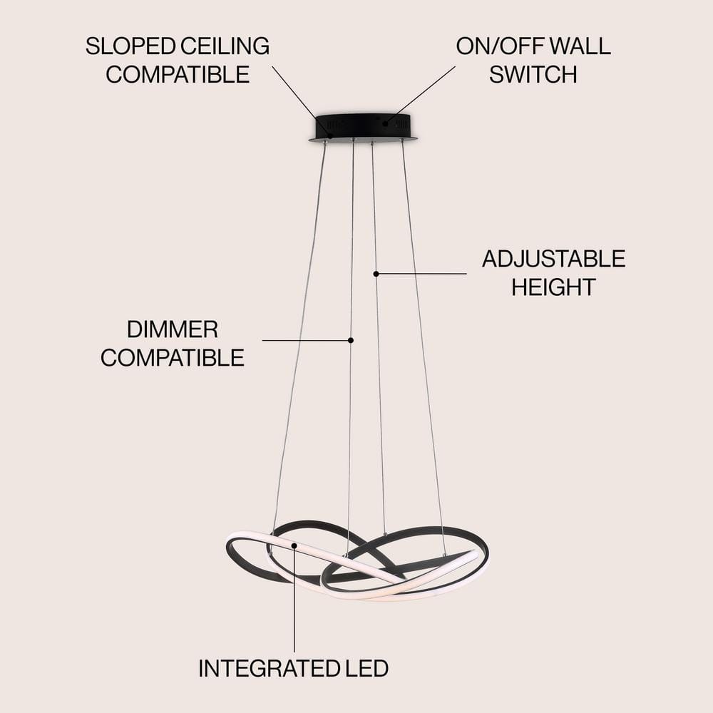 Alexia 25" Black Matte Metal LED Adjustable Geometric Pendant