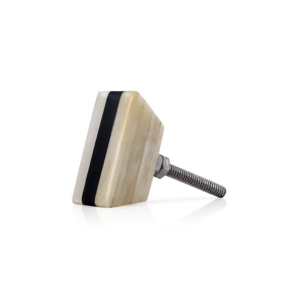 Mascot Hardware Trapezium 1-1/2 in. (38 mm) Black Stripe Over Cream Base Cabinet Knob