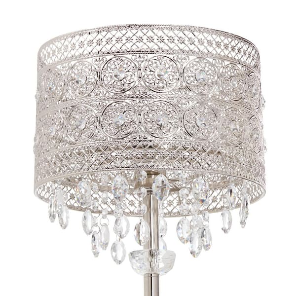 River of Goods Brielle 28.75 in. Silver Table Lamp with Polished Nickel and Crystal Shade 19370