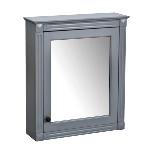 Modern 24 in. W x 28 in. H Rectangular Gray Surface Mount Bathroom Storage Medicine Cabinet with Mirror,Adjustable Shelf